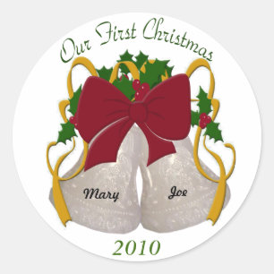 First Christmas Wedding Bells Stickers