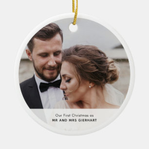 First Christmas Wedding Day Photo Keepsake Ceramic Tree Decoration
