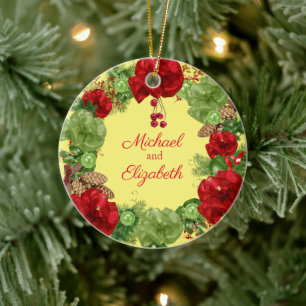 First Christmas with Holiday Wreath Ceramic Tree Decoration