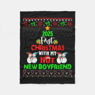 First Christmas With My Hot New Boyfriend 2025 Cou Fleece Blanket