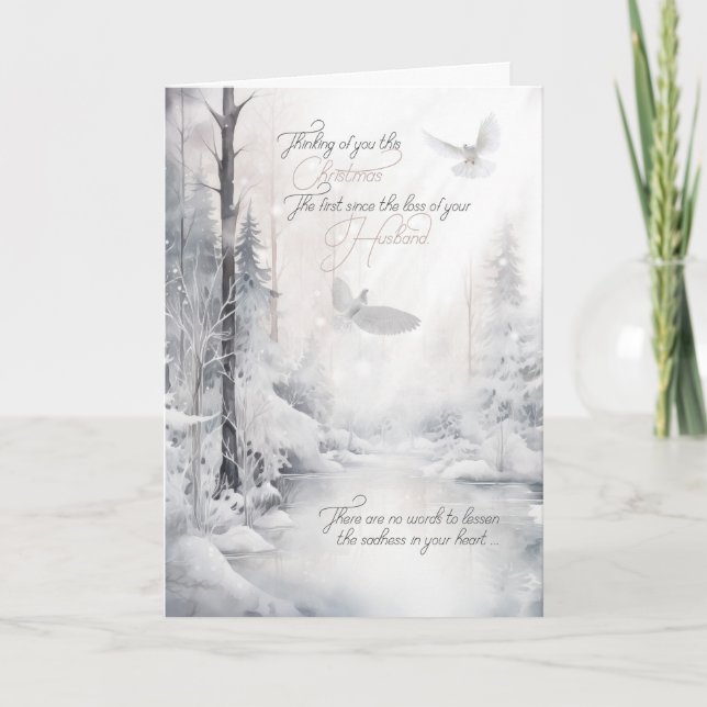 First Christmas without your Husband Sentimental Holiday Card (Front)