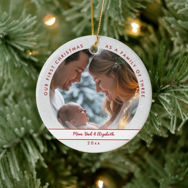 First Christmas Wonderland First Family Baby Photo Ceramic Tree Decoration (Tree)