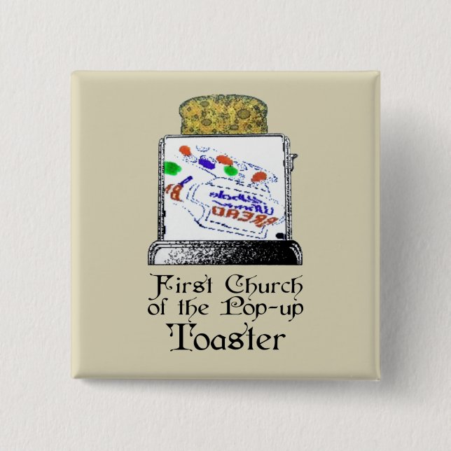 First Church of the Pop-up Toaster 15 Cm Square Badge (Front)