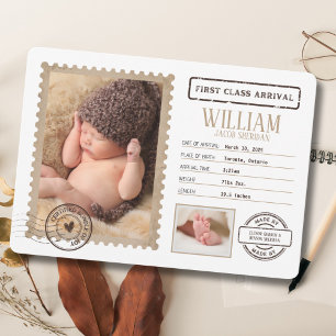 First Class Arrival Baby Announcement