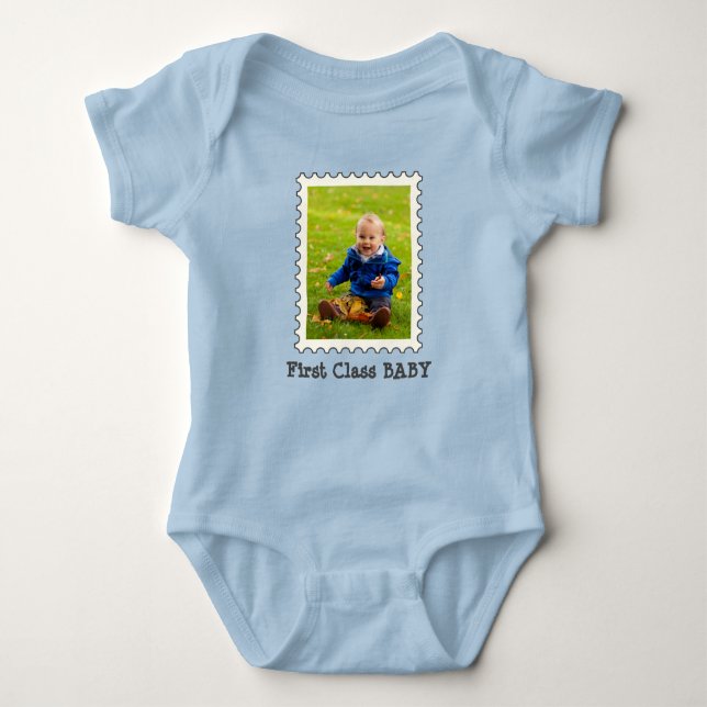 FIRST CLASS BABY Best Baby Ever custom photo Baby Bodysuit (Front)