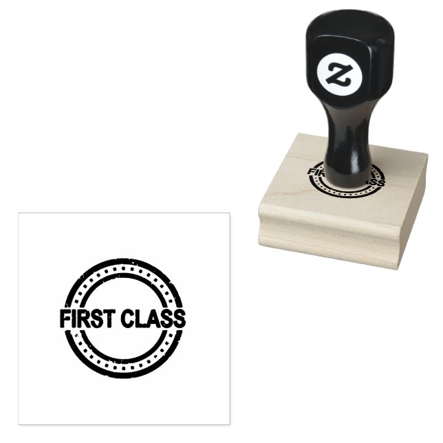 FIRST CLASS Circle Shape Excellence Jet Black Ink  Rubber Stamp (Stamped)