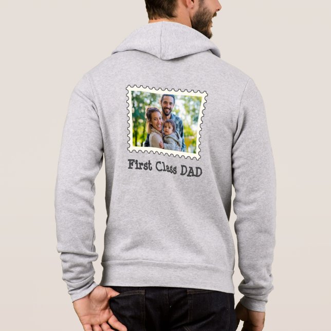FIRST CLASS DAD Best Dad custom horizontal photo Hoodie (Back)