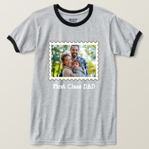 FIRST CLASS DAD Best Dad custom horizontal photo T-Shirt