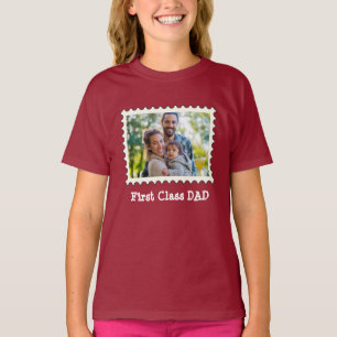 FIRST CLASS DAD Best Dad custom horizontal photo T-Shirt