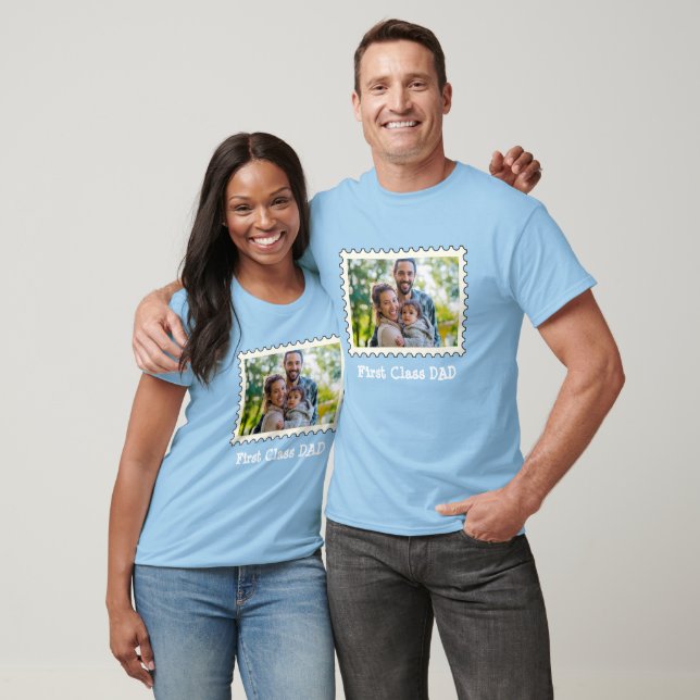 FIRST CLASS DAD Best Dad custom horizontal photo  T-Shirt (Unisex)