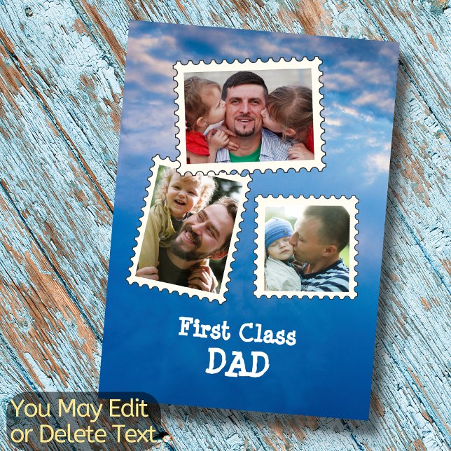 First Class DAD Best Dad Ever 3 custom photo Card (Creator Uploaded)