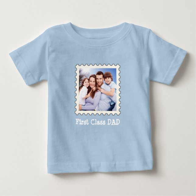 FIRST CLASS DAD Best Dad Ever custom square photo  Baby T-Shirt (Front)