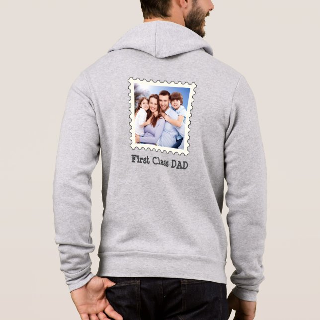FIRST CLASS DAD Best Dad Ever custom square photo Hoodie (Back)