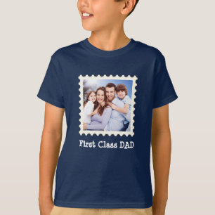 FIRST CLASS DAD Best Dad Ever custom square photo T-Shirt