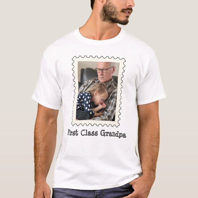 First Class Grandpa Best Grandpa Ever custom photo T-Shirt (Front)