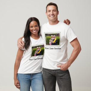 First Class Grandpa Papa custom horizontal photo T-Shirt