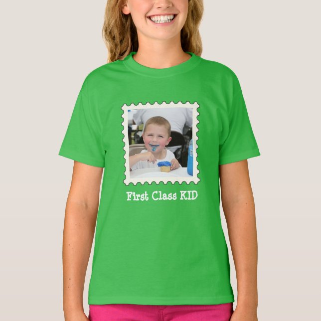 FIRST CLASS KID Best Kid Ever custom square photo  T-Shirt (Front)