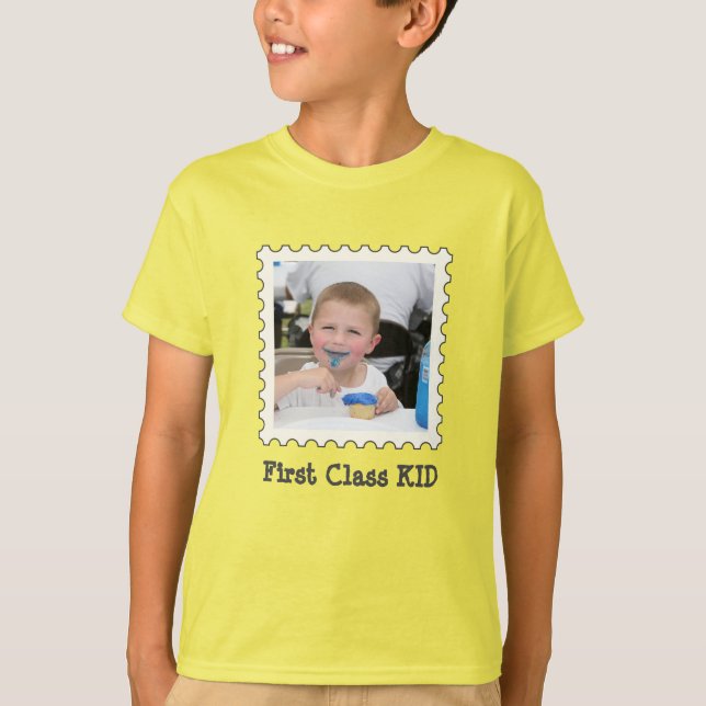 FIRST CLASS KID Best Kid Ever custom square photo T-Shirt (Front)