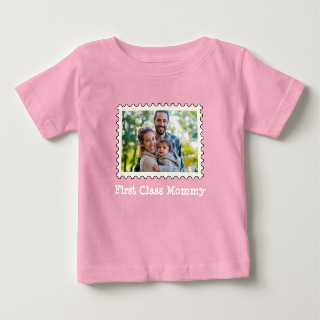 First Class Mummy Best Mum Custom Horizontal Photo Baby T-Shirt (Front)