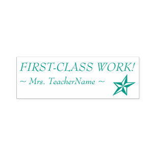 "FIRST-CLASS WORK!" Tutor Rubber Stamp
