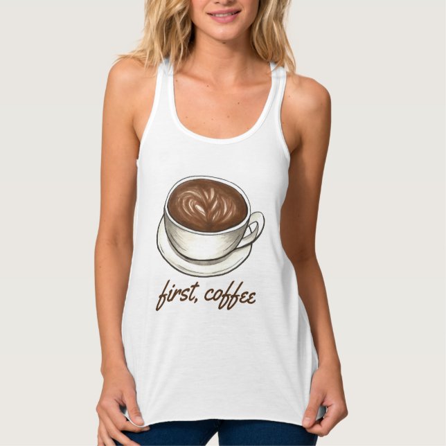 First, Coffee Seattle Latte Coffee Cup Tank Top (Front)
