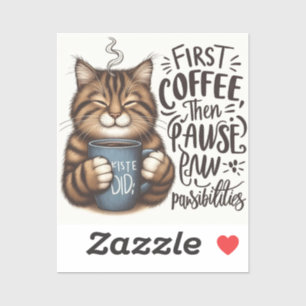 First Coffee Then Pawsibilities Cat Lover Vinyll