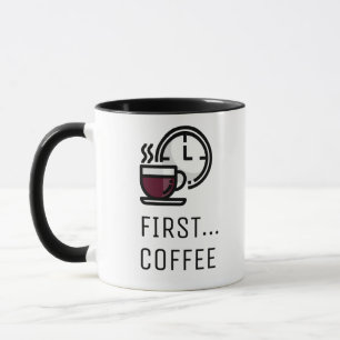 First...Coffee with Retro Clock & Cup of Coffee