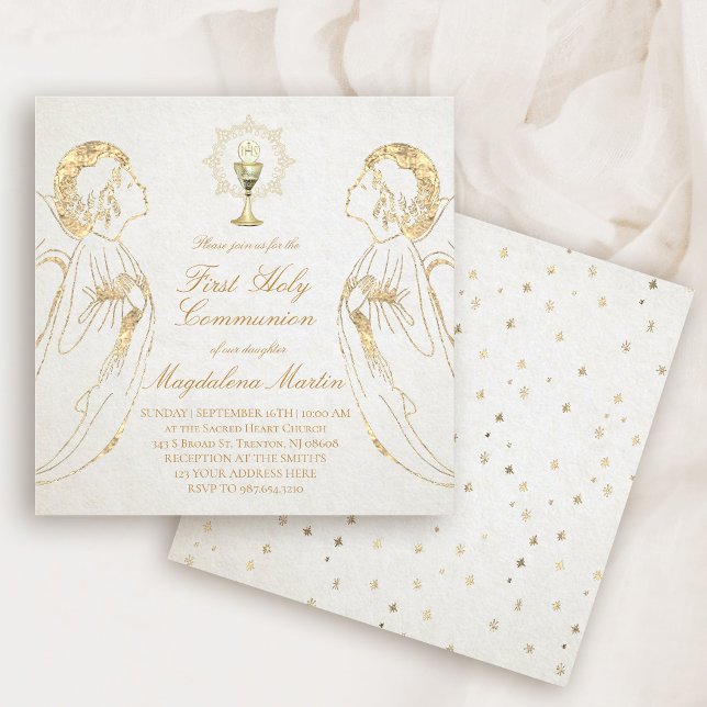 first communion adoring angels  invitation (Creator Uploaded)