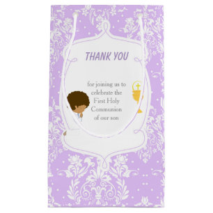 First Communion African American Boy Thank You Small Gift Bag