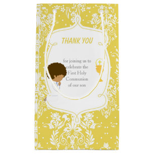 First Communion African American Boy Thank You Small Gift Bag