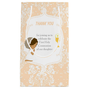 First Communion African American Girl Thank You Small Gift Bag