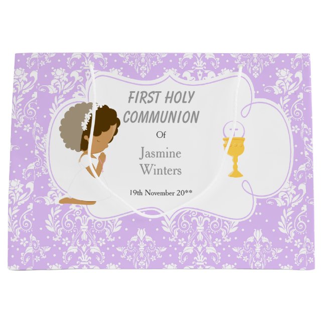 First Communion African American Thank You Large Gift Bag (Front)