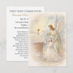 First Communion Angel Eucharist Prayer Keepsake Announcement