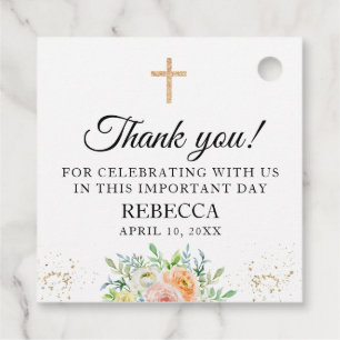 First Communion, Baptism Floral Elegant Favour Tags