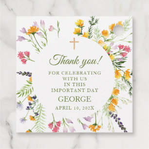 First Communion, Baptism Floral Favour Tags
