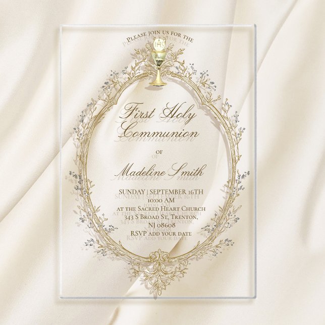 first communion beige frame acrylic invitations (Creator Uploaded)