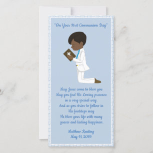 First Communion Black Boy Thank You Card