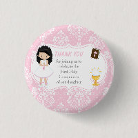 First Communion Black Hair Girl Thank You