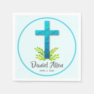 First Communion Blue Cross Napkin