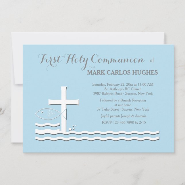 First Communion Blue Invitation (Front)