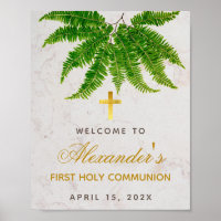 First Communion Botanical Fern Greenery Welcome