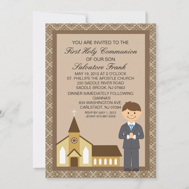 First  Communion Boy By Church Invitation (Front)