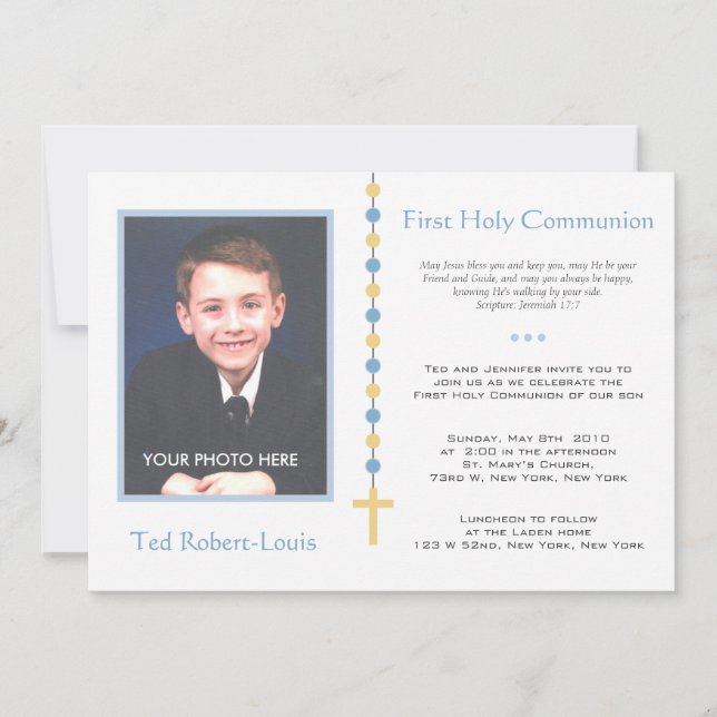 First Communion - Boy Invitation (Front)