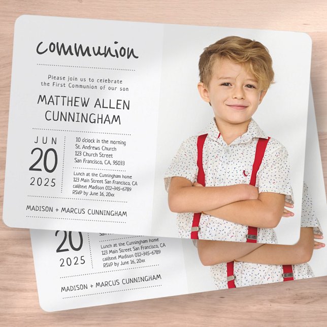 First Communion Boy | Modern + Simple Photo Invitation (Creator Uploaded)