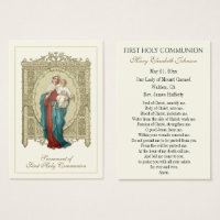 First Communion Catholic Remembrance Holy Card