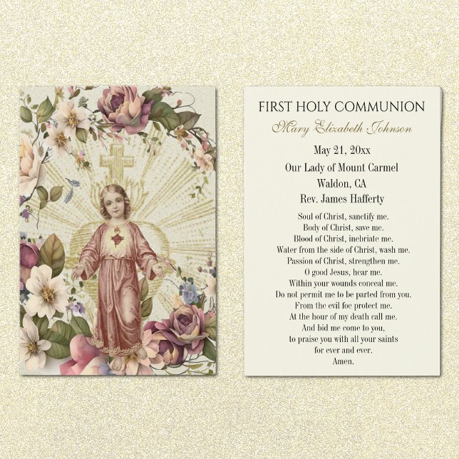 First Communion Catholic Remembrance Holy Card (Creator Uploaded)