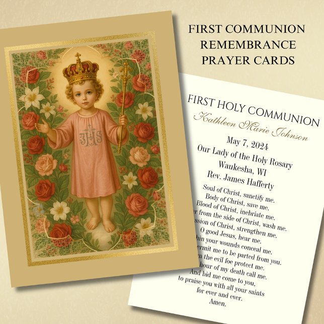 First Communion Catholic Remembrance Holy Card (Creator Uploaded)