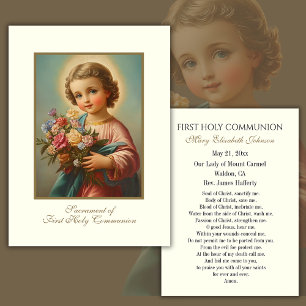 First Communion Catholic Remembrance Holy Card