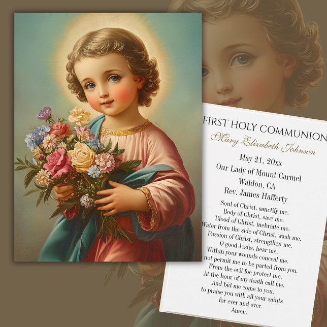First Communion Catholic Remembrance Holy Card (Creator Uploaded)