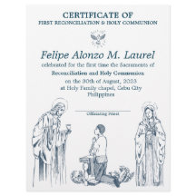 First Communion Certificate for boys